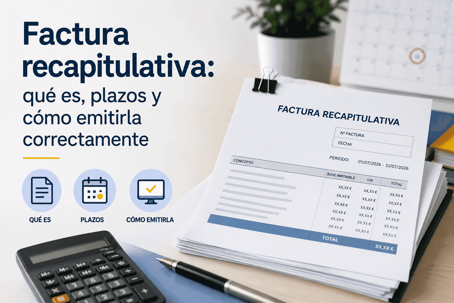 Factura recapitulativa: qué es, plazos y cómo emitirla correctamente